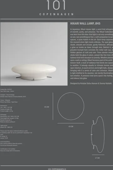 Hikari wall lamp - Opal White, Ø45 cm - 101 Copenhagen