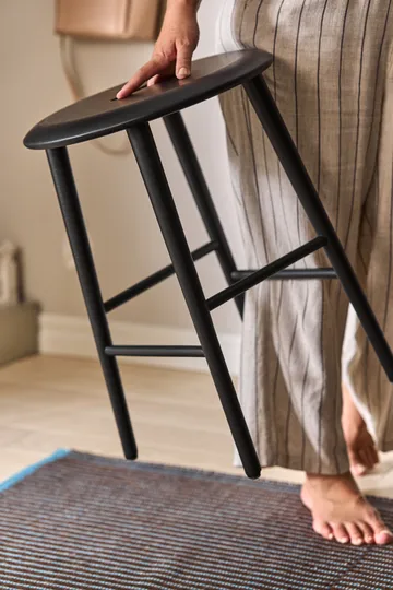 Norrabo round stool 53 cm - Black lacquered oak, Ø38x53 cm - 1898