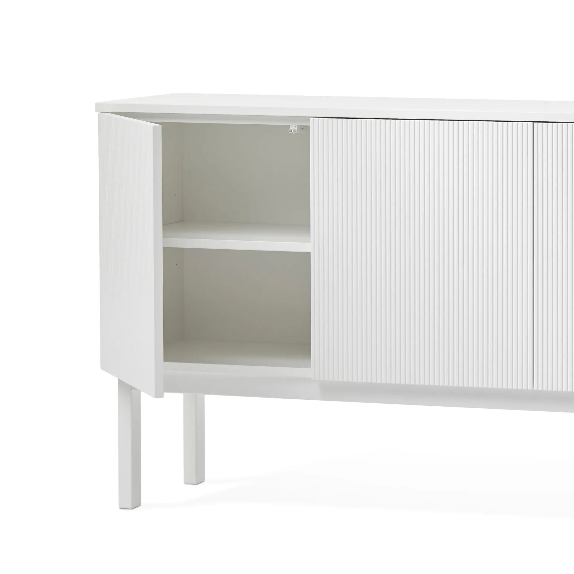Beam side table, White lacquer, white base, tabletop in carrara marble A2