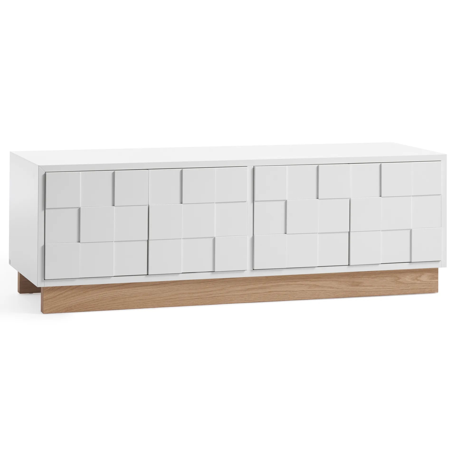 Collect 2010 media bench, White – base in white-oiled oak A2