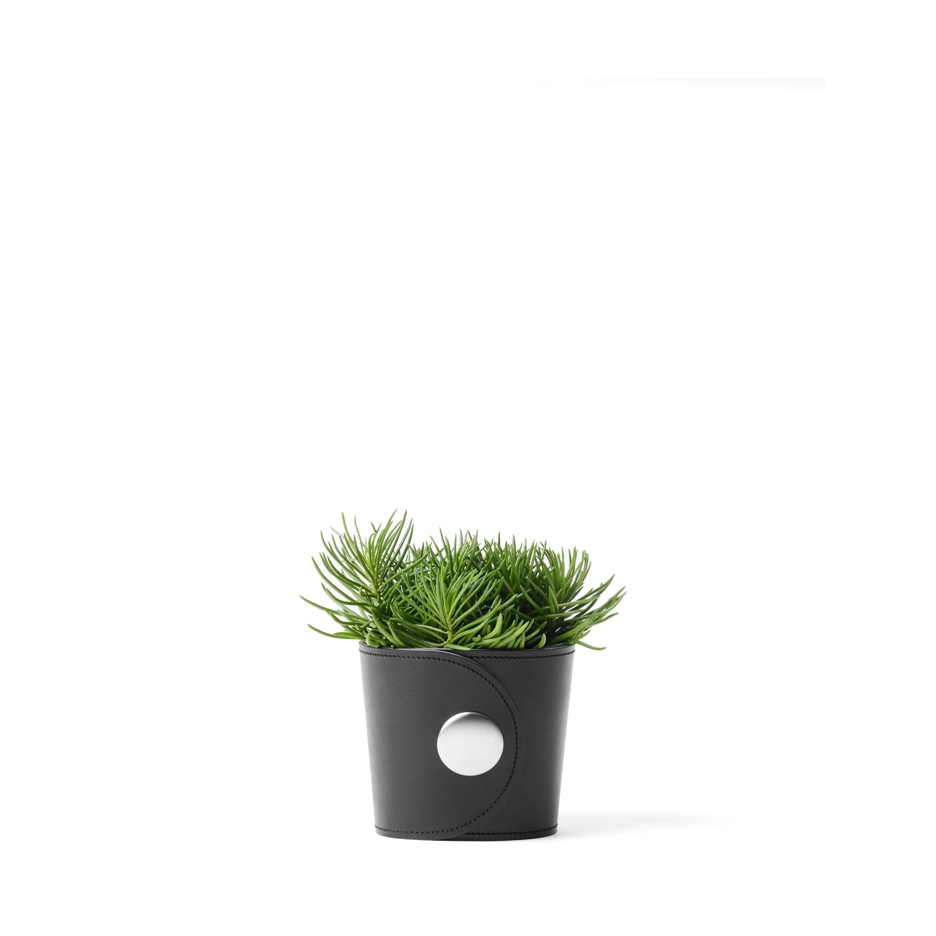 Hug flower pot, Tärnsjö leather black, Ø12x14 cm A2