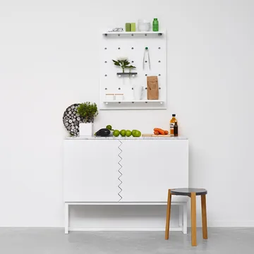Story Side table - White, white marble top, white stand - A2