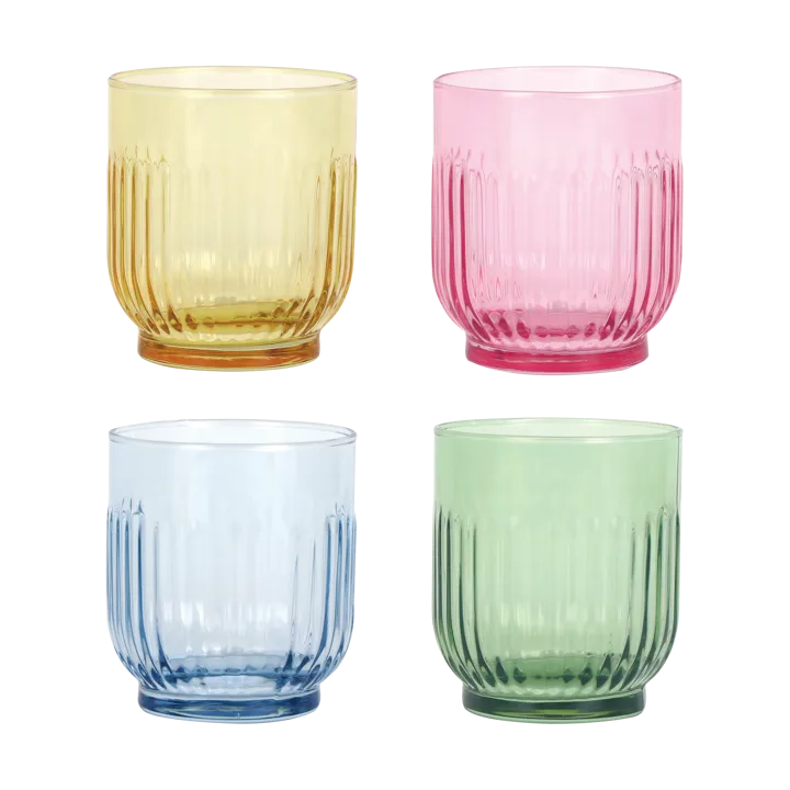 Aida drinking glasses 33 cl 4 pieces - Amber, red, light blue, green - Aida