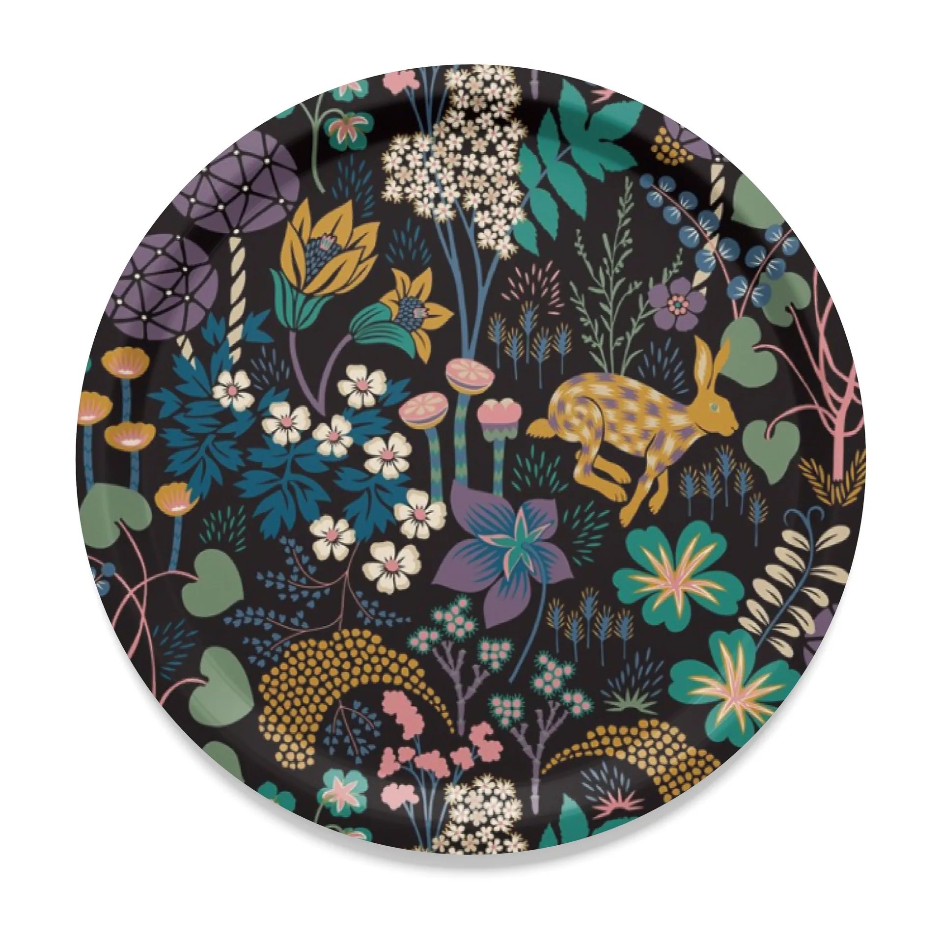 Lyckeflykt tray Ø38 cm, Black Arvidssons Textil