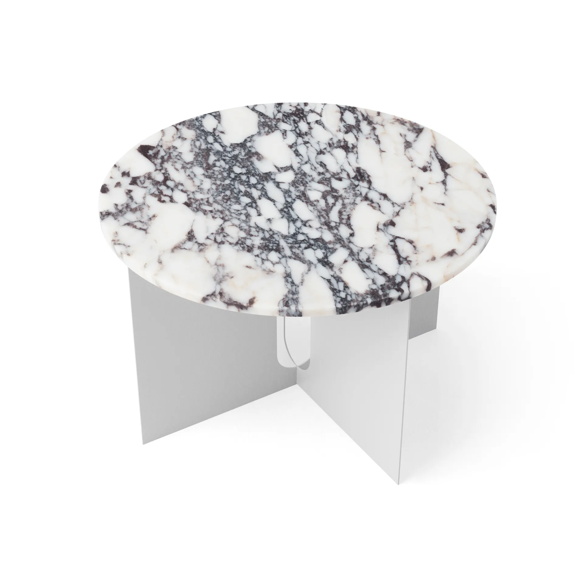 Androgyne side table, Calacatta Viola marble-brushed steel, Ø65 cm Audo Copenhagen