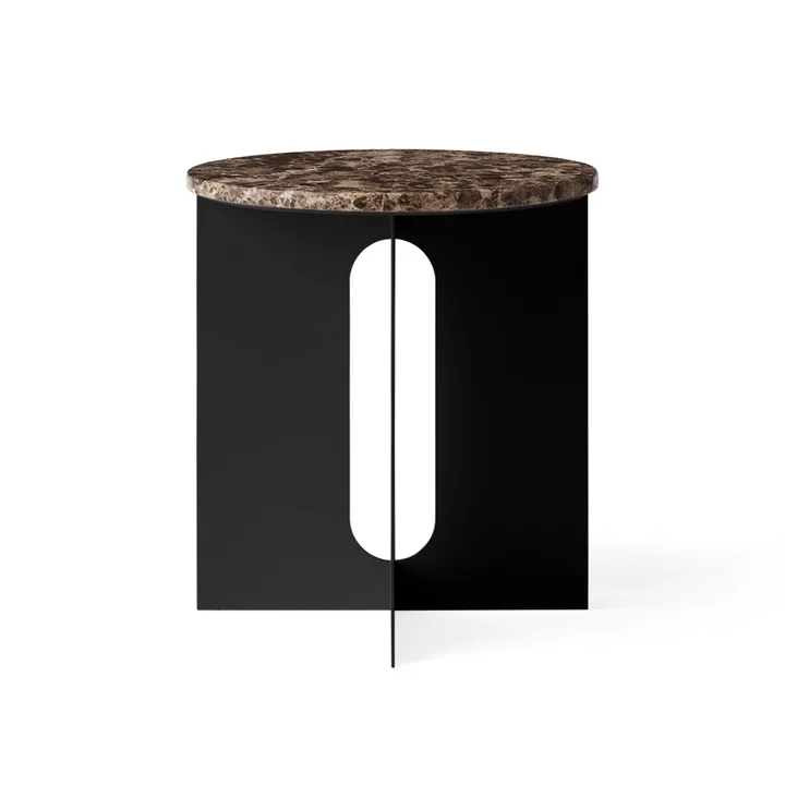 Androgyne side table - Emperador marble-black steel, Ø42 cm - Audo Copenhagen