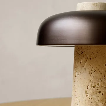 Reverse table lamp 30 cm - travertin-bronzed brass - Audo Copenhagen