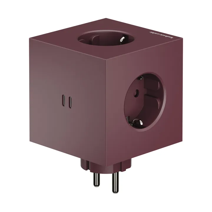 AVOLT x Bauhaus-Archiv Square 2 power strip USB-C - Mulberry Red - Avolt