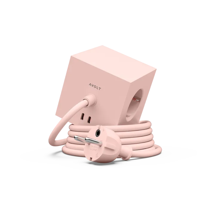Square 1 power strip USB-C 30W 3 m - New Pink - Avolt