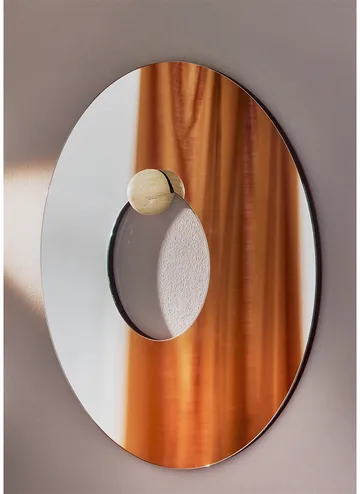 Castellum wall mirror Ø80 cm - Clear-travertine - AYTM