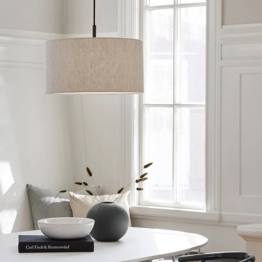 Soft pendant lamp Ø40 cm, Linen natural-metallic bronze, Ø44 cm Belid