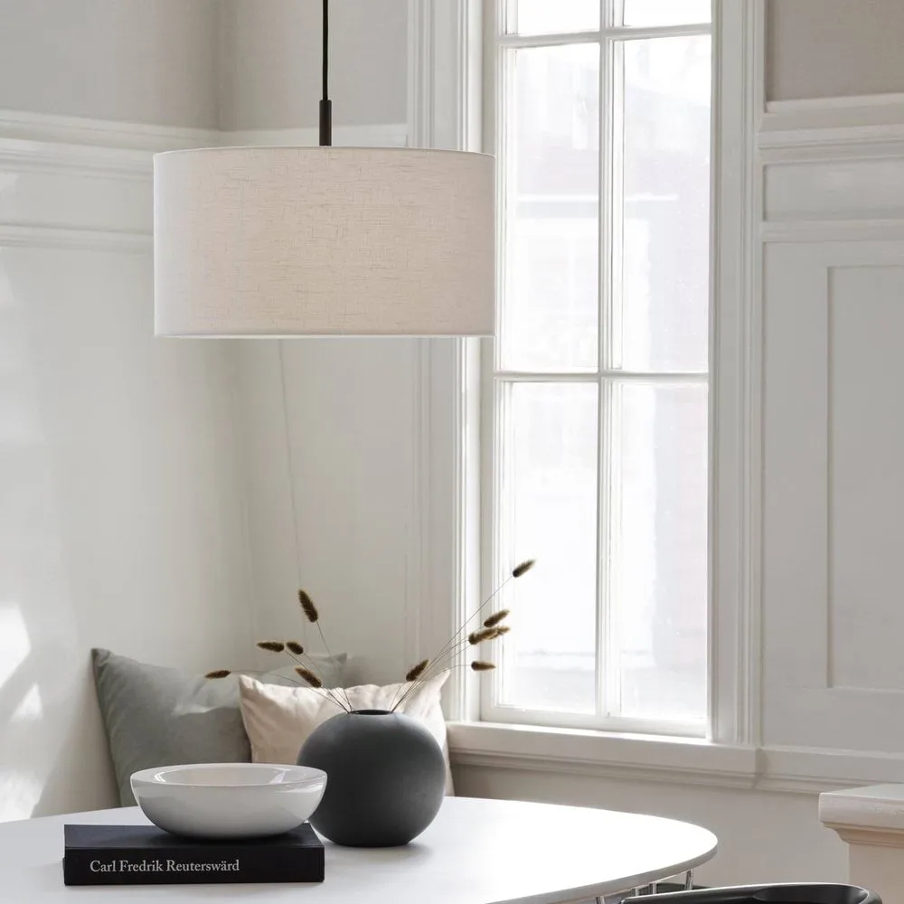 Soft pendant lamp Ø40 cm, Linen white-metallic bronze, Ø44 cm Belid