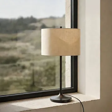 Soft table lamp - Linen natural-metallic bronze, Ø34x64 cm - Belid
