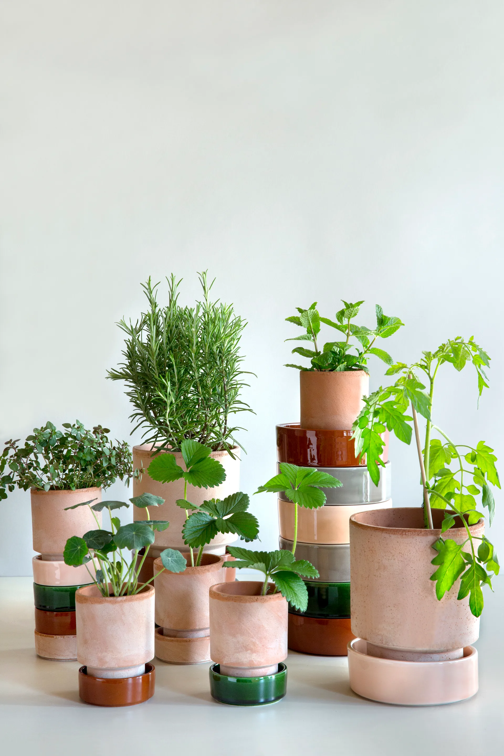 Hoff plant pot, Ø14 cm, Raw Rosa-Emerald Green (pink-green) Bergs Potter