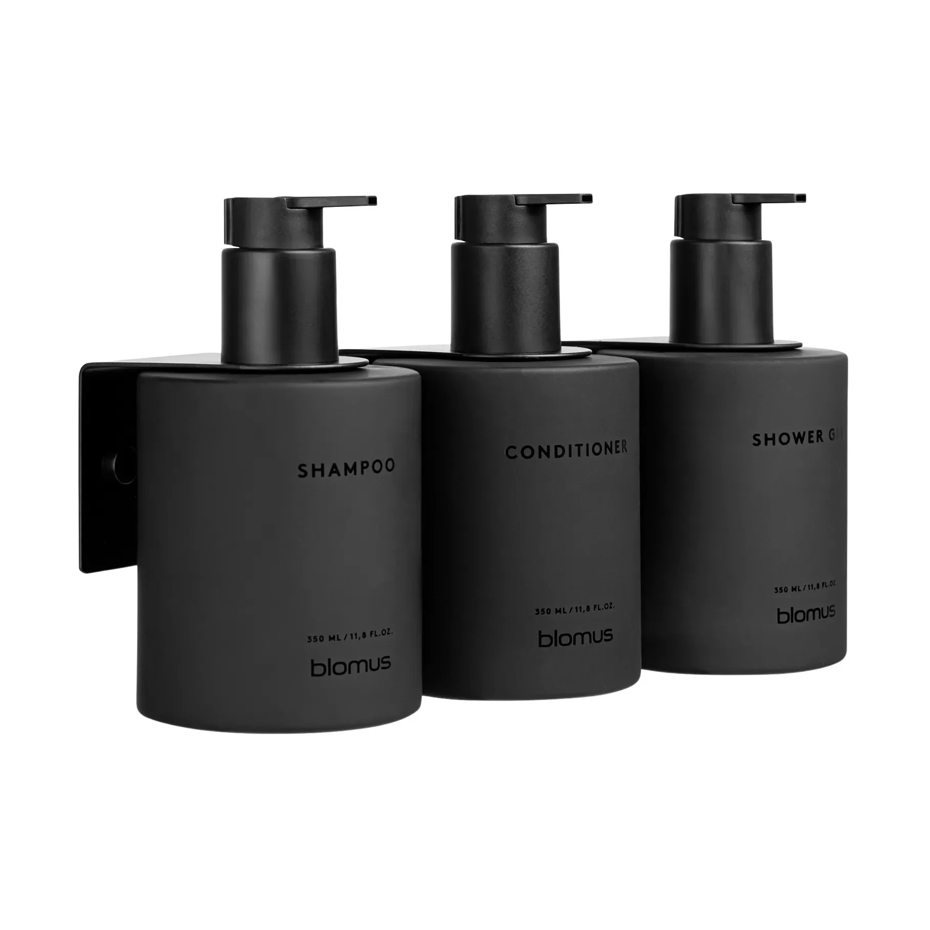 Kirei glass bottles incl. wall holder, 3-pack, Smoke, screw-mounted blomus