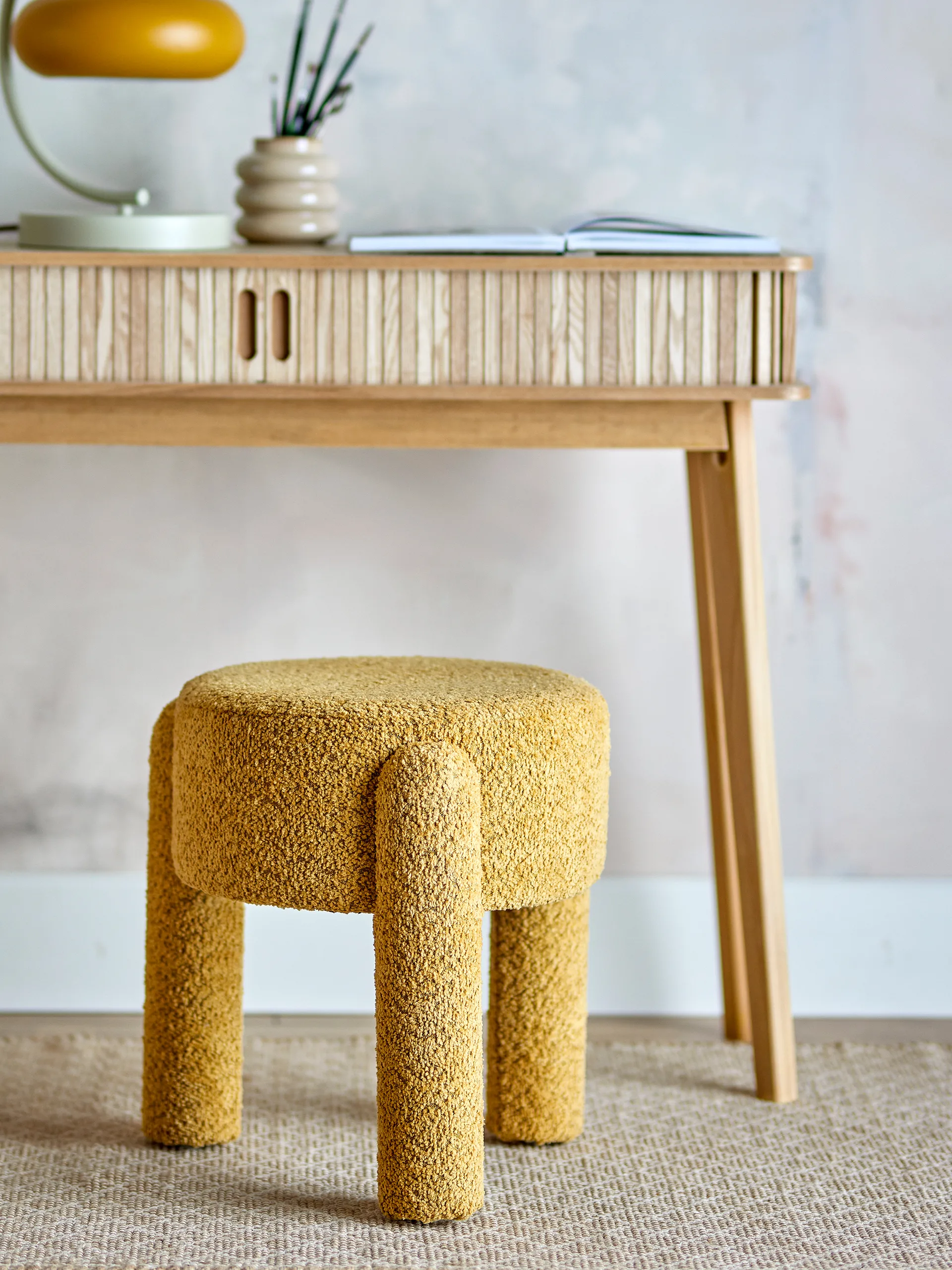 Bruno round stool Ø42 cm, Yellow Bloomingville