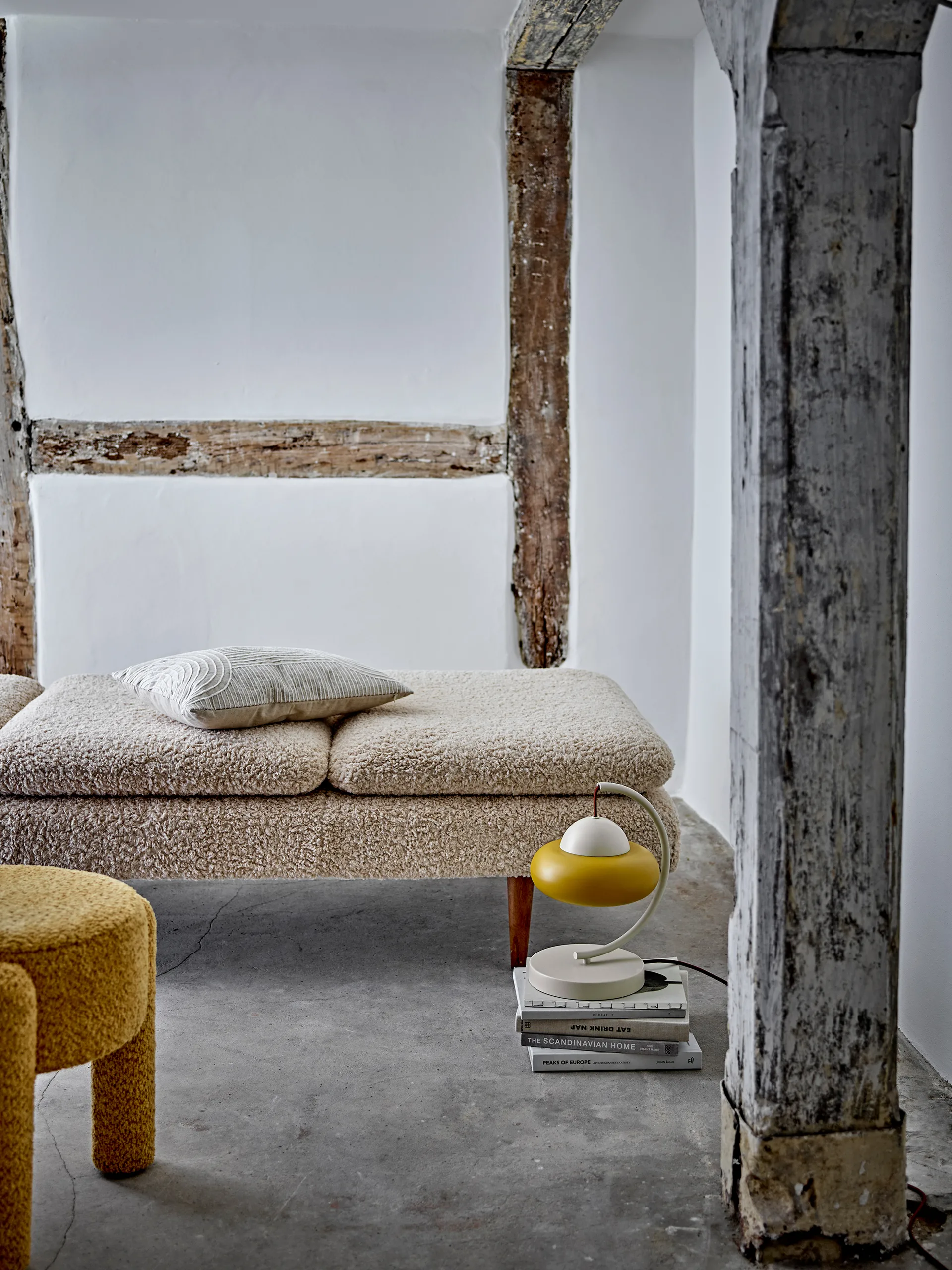 Bruno round stool Ø42 cm, Yellow Bloomingville
