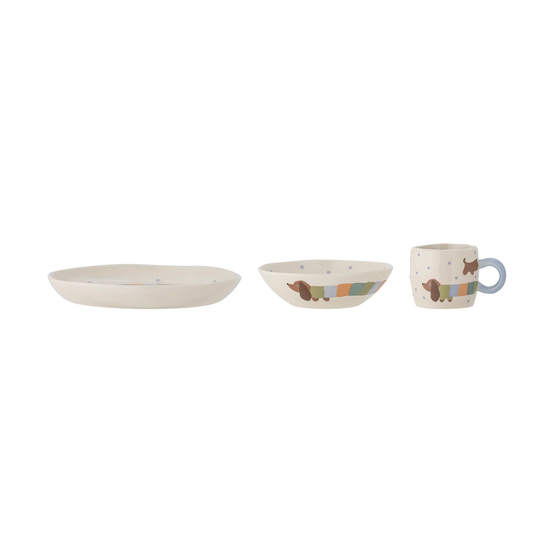 Charlie dinner set 3 pieces, Blue-white Bloomingville