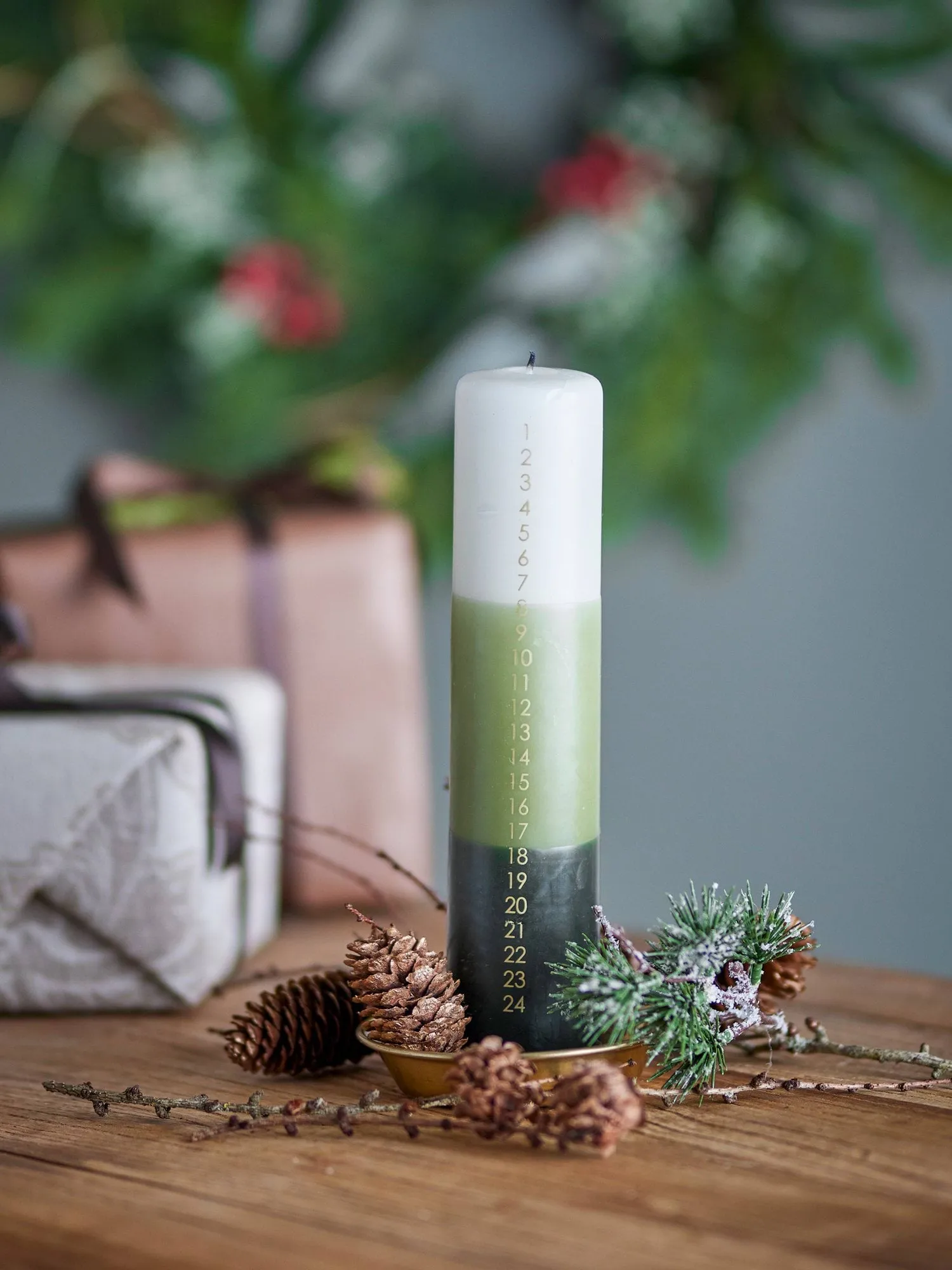 Dip Dye advent candle, Green, 25 cm Bloomingville