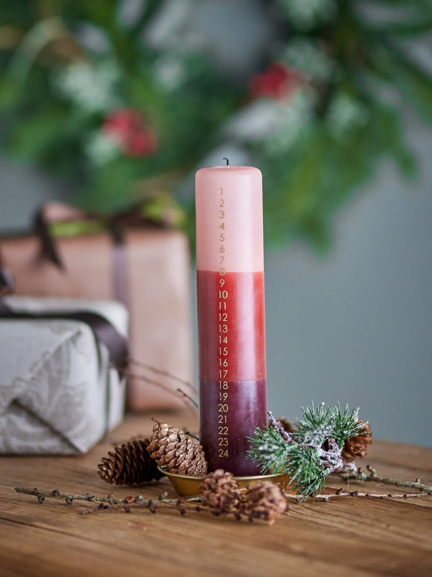 Dip Dye advent candle, Multi, 25 cm Bloomingville