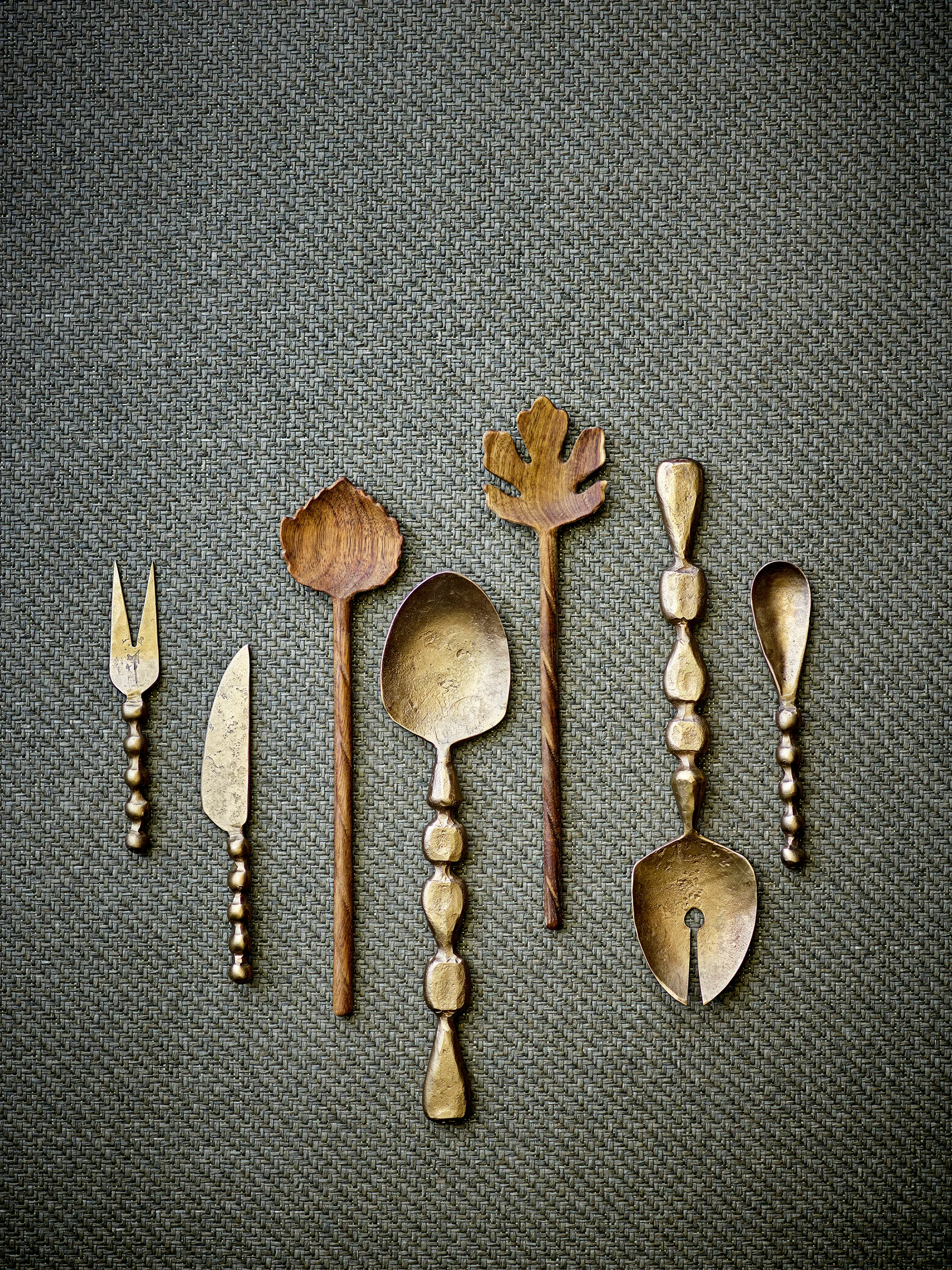 Haolin cheese knives, 3-piece, Brass Bloomingville