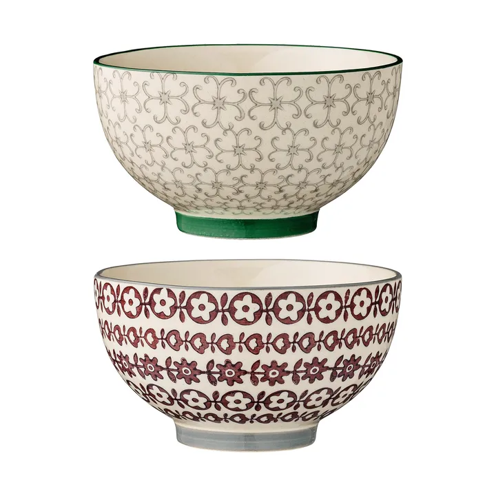 Karine bowl Ø 13.5 cm 2 pieces green-red - Bloomingville