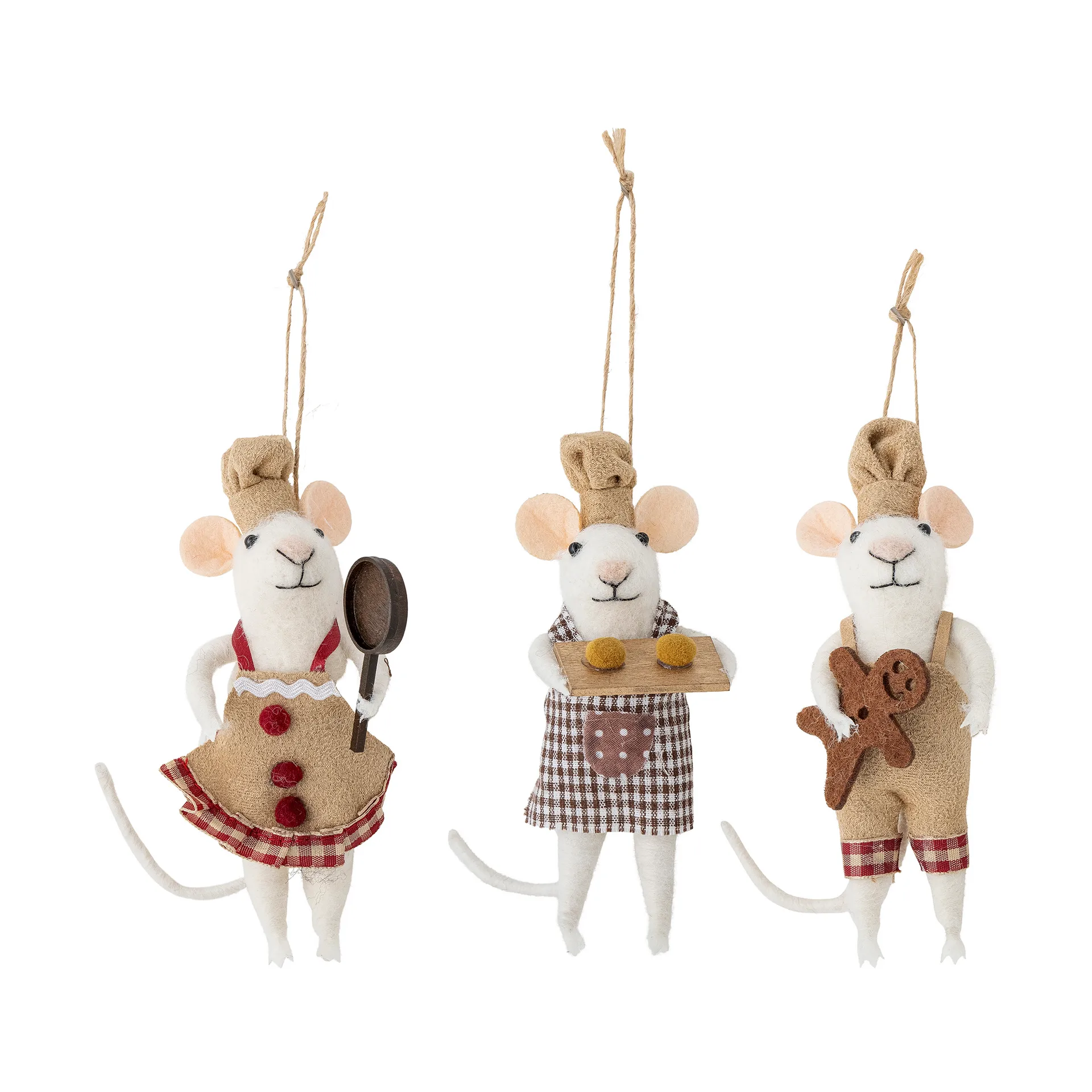 Peo Christmas tree decorations wool 3 pieces, Baking mice Bloomingville