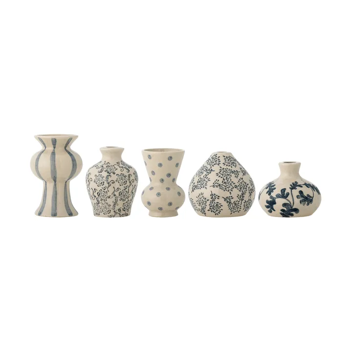Quinto vase - Blue stoneware, 5 pieces - Bloomingville