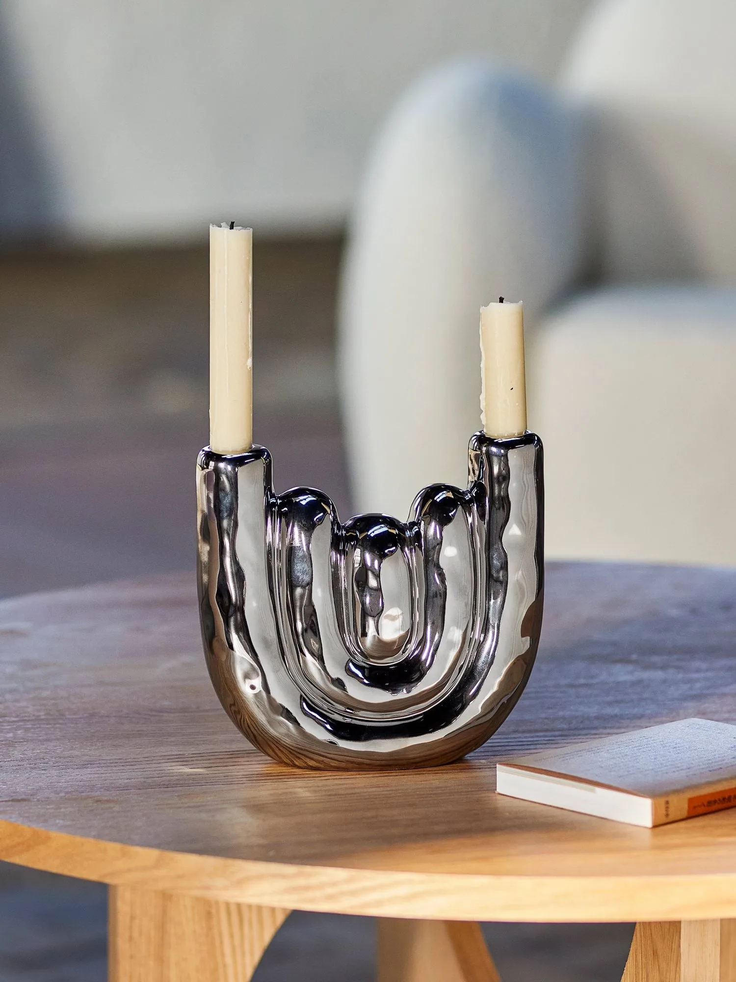Shine candleholder, Silver, 18.5x17.5 cm Bloomingville