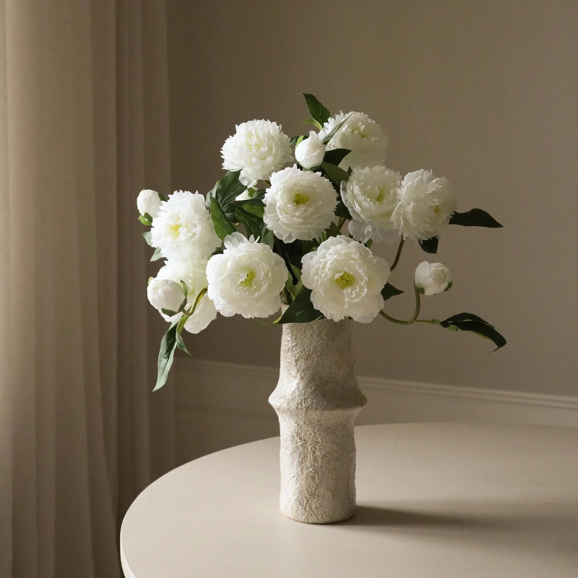 Artificial peony bouquet, Medium, white 5 pcs Botané