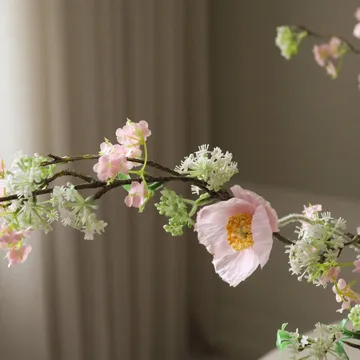 Blossom Veil artificial bouquet - Poppy, grey willow - Botané