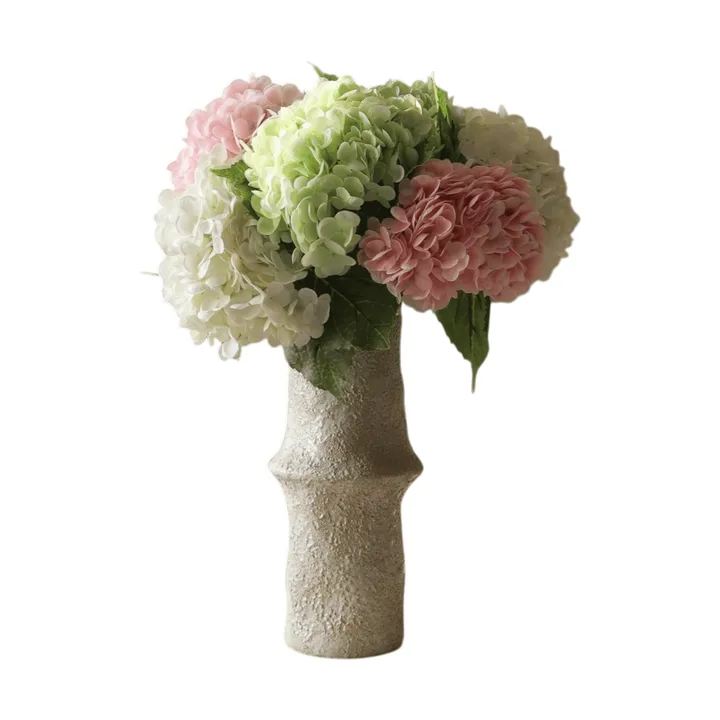 Hydrangea artificial bouquet - Pink-white-green, 7 pcs - Botané