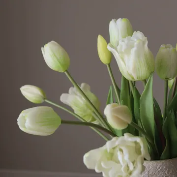 Mixed artificial tulip bouquet - White, 20 pcs - Botané