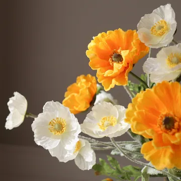 Poppy artificial bouquet - Daylight, white-orange - Botané