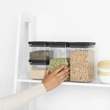 TASTY+ square storage jar set - Dark grey - Brabantia
