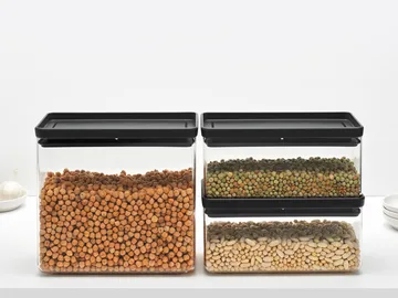 TASTY+ stackable container 3 pieces 2x1.5 L+3.5 L - Dark grey - Brabantia