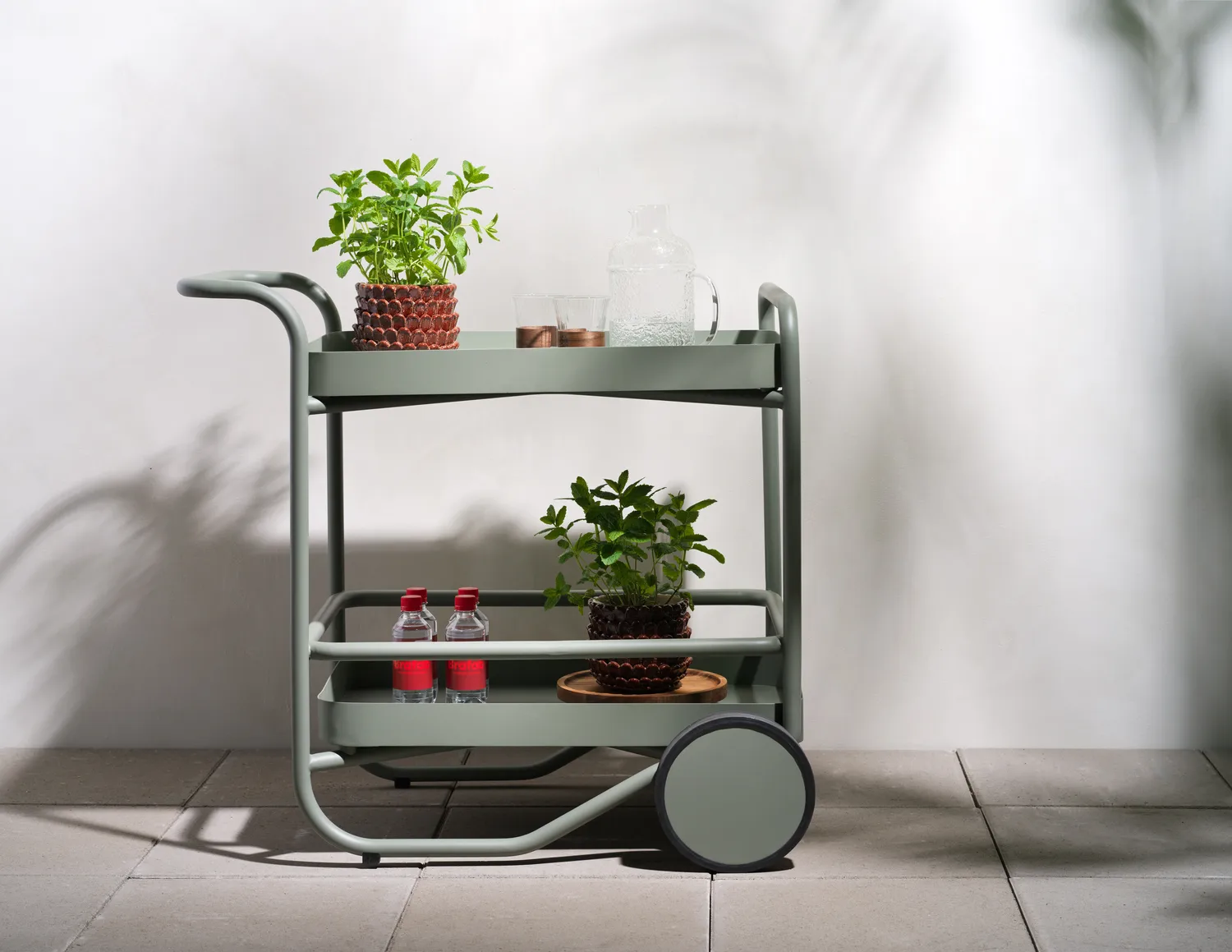 Trolley serving cart 88x59 cm, Dusty green Brafab