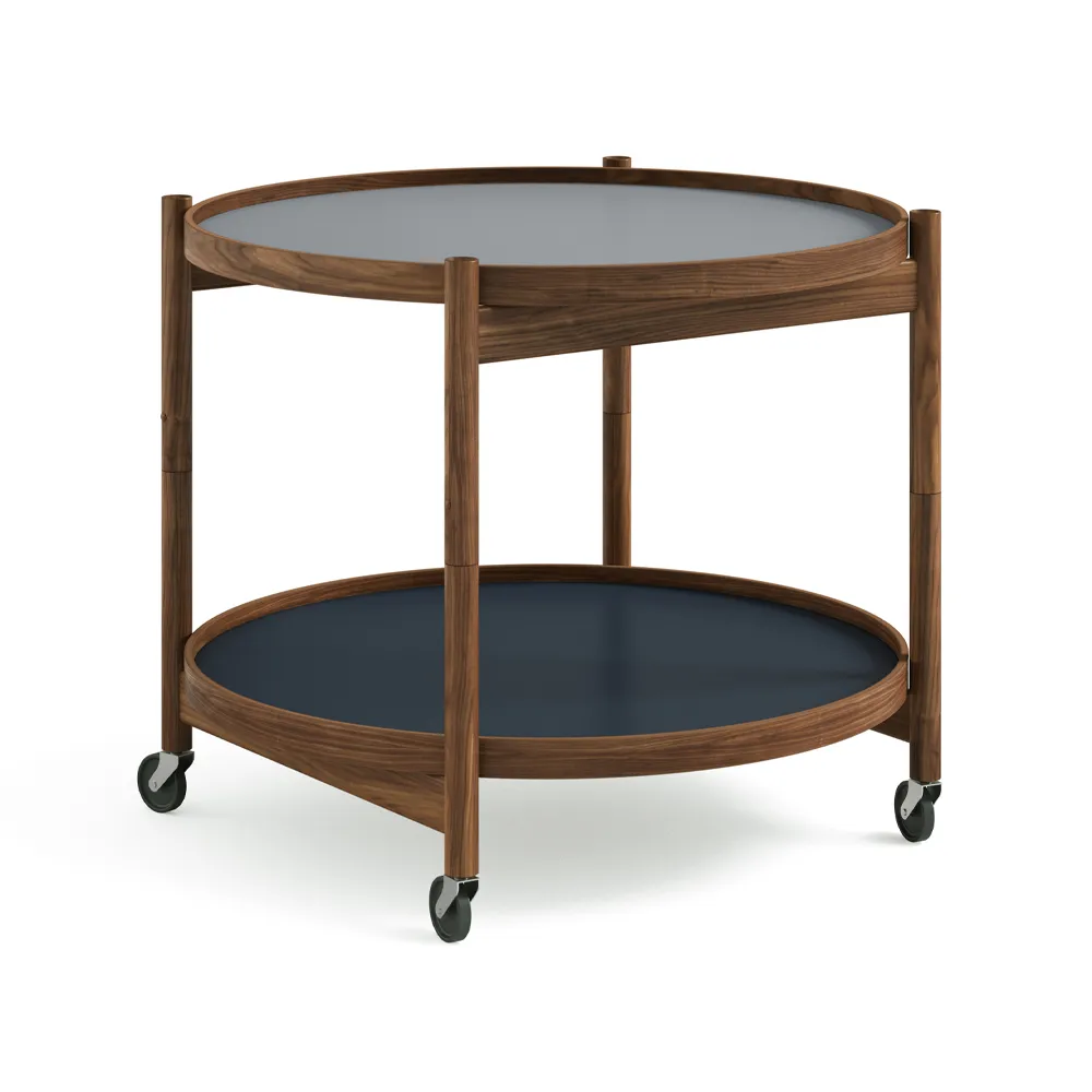 Bølling Tray Table model 60, Water, oiled walnut stand Brdr. Krüger