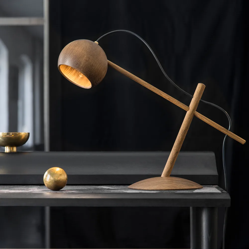 Lune table lamp, Smoke oiled oak Brdr. Krüger
