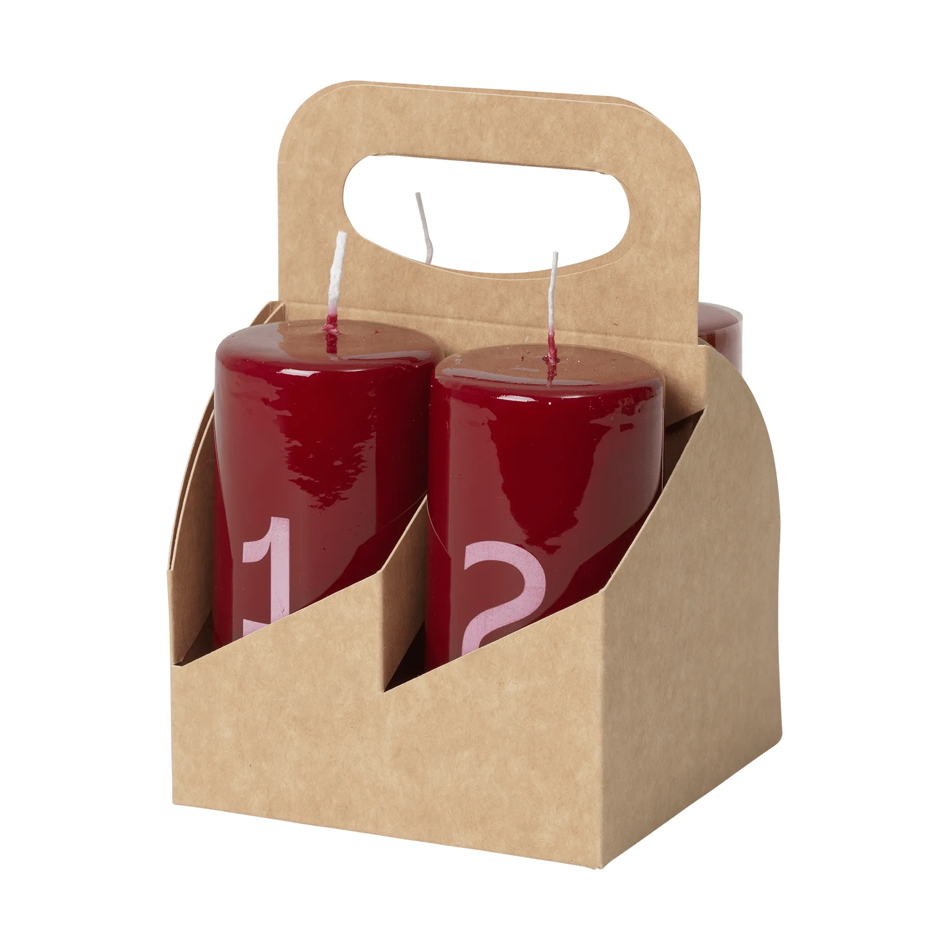 Broste advent candle, Burgundy-White, 4 pieces Broste Copenhagen