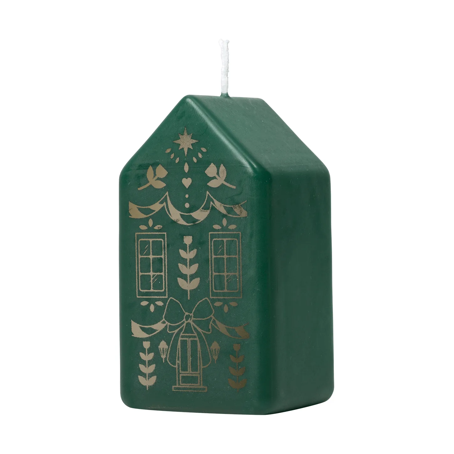 Casa pillar candle, Dark Green-Gold Broste Copenhagen