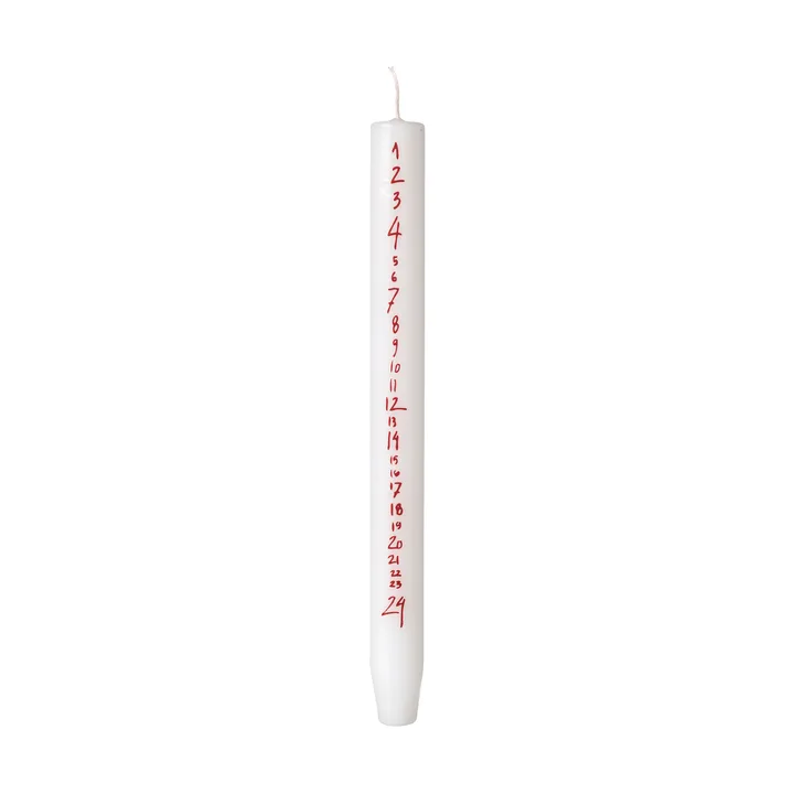 Handwritten advent candle calendar - Pure White-Red - Broste Copenhagen