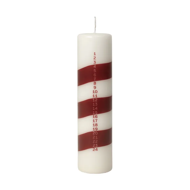 Linea advent candle - Off White-Burgundy - Broste Copenhagen