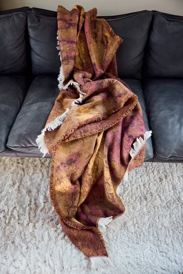 Blue blanket - Brown-beige-wine red, 130x170 cm - Byon