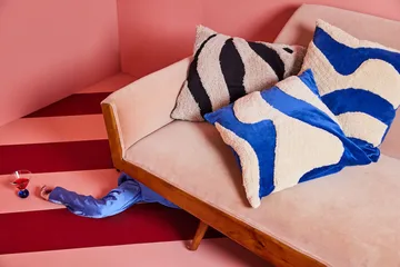 Fluffy cushion 50x50 cm - Blue-beige, 50x50 cm - Byon