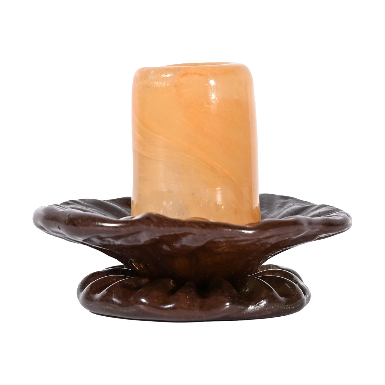 Lara candle holder XS 9 cm, Orange-brown Byon