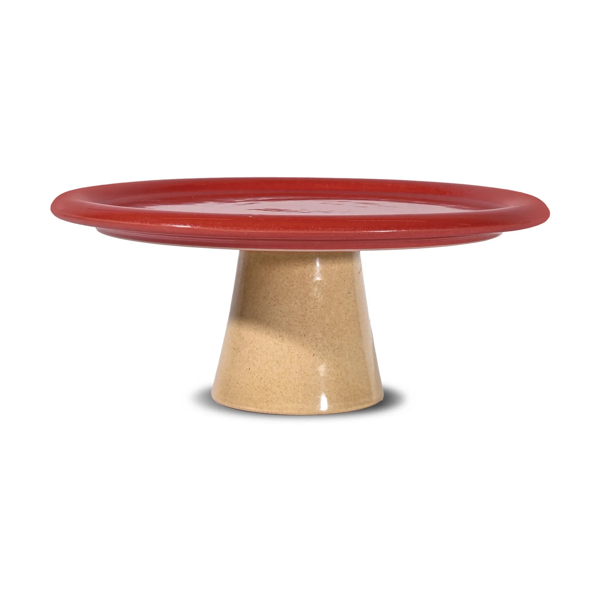 Porto cake plate Ø26x11 cm, Red-beige Byon