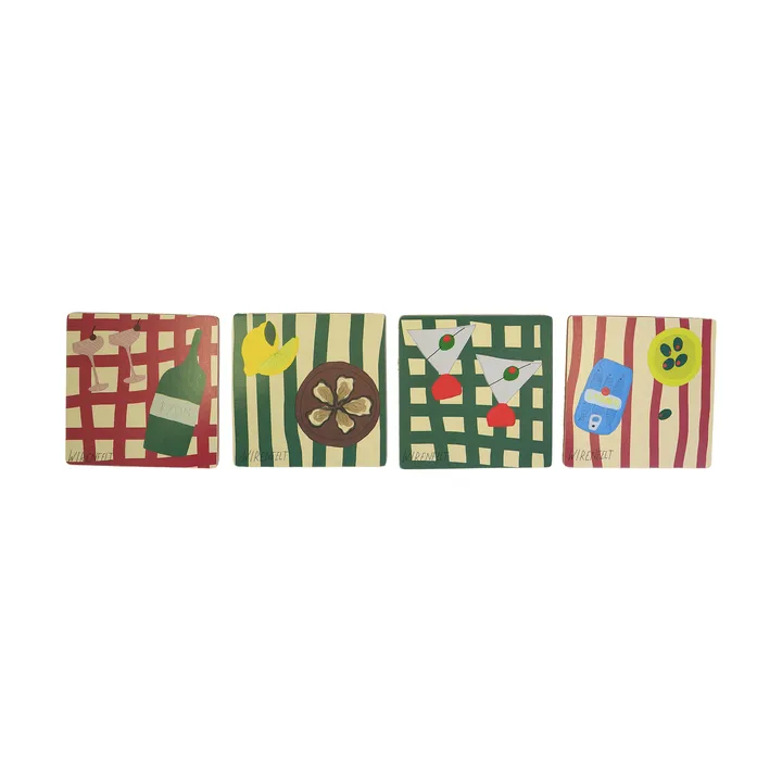 Sera glass coasters, 4 pieces - Mix, 9x9 cm - Byon