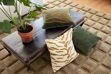 Mita cushion cover 50x50 cm - Forest green-cognac - Chhatwal & Jonsson
