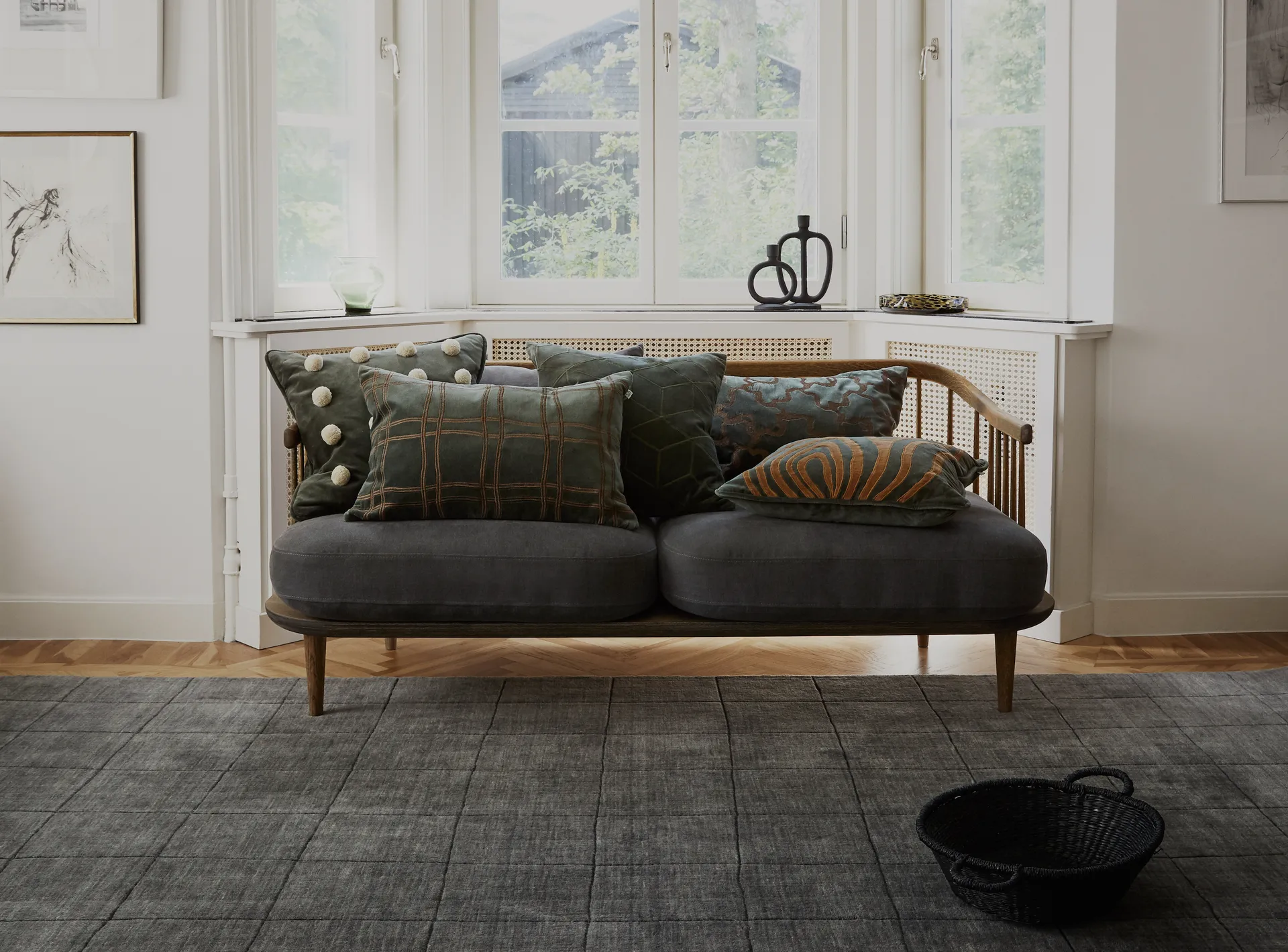 Mita cushion cover 50x50 cm, Forest green-cognac Chhatwal & Jonsson